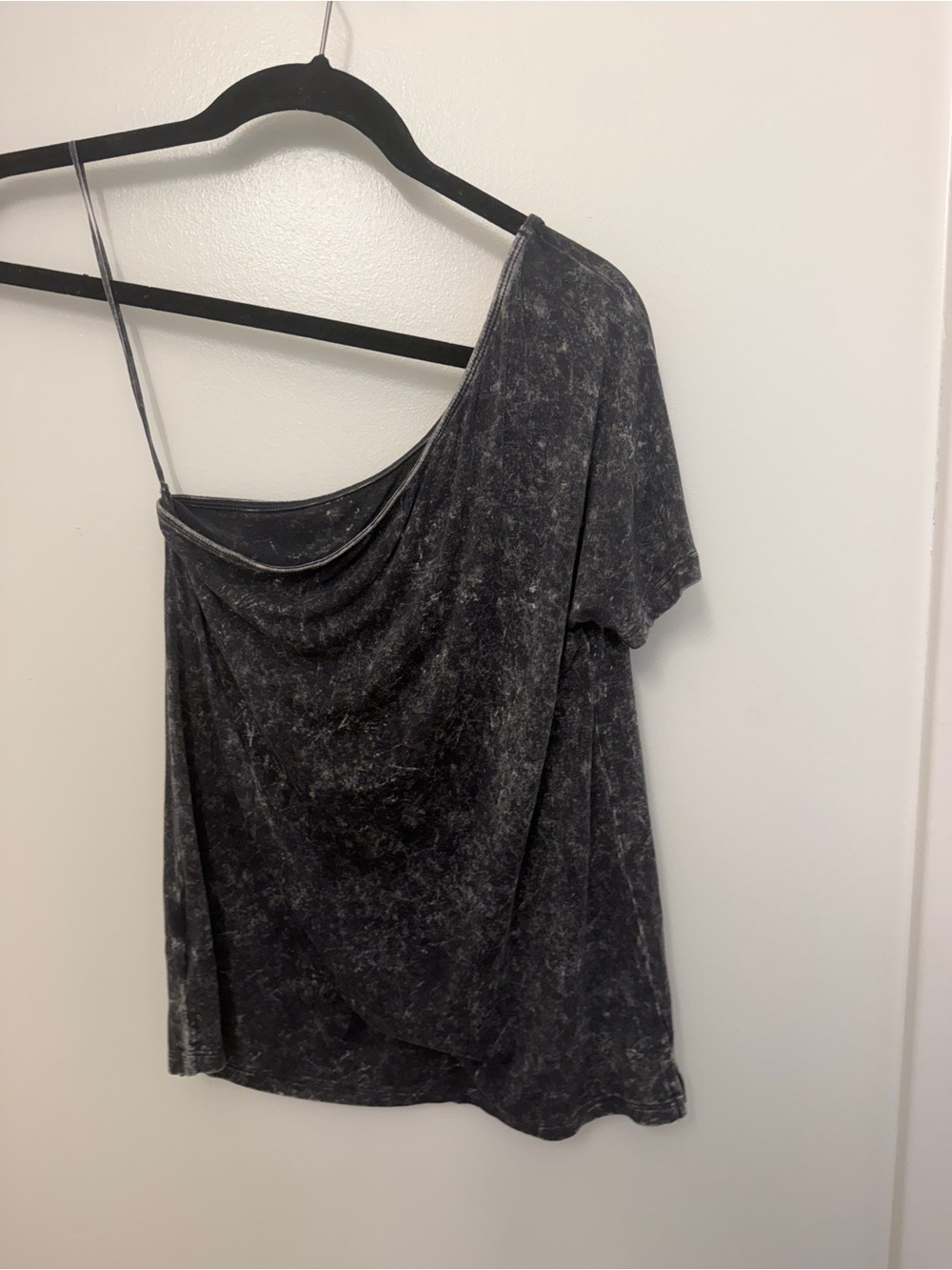 American Eagle Outfitters Black Mineral-Wash One-Shoulder Tank